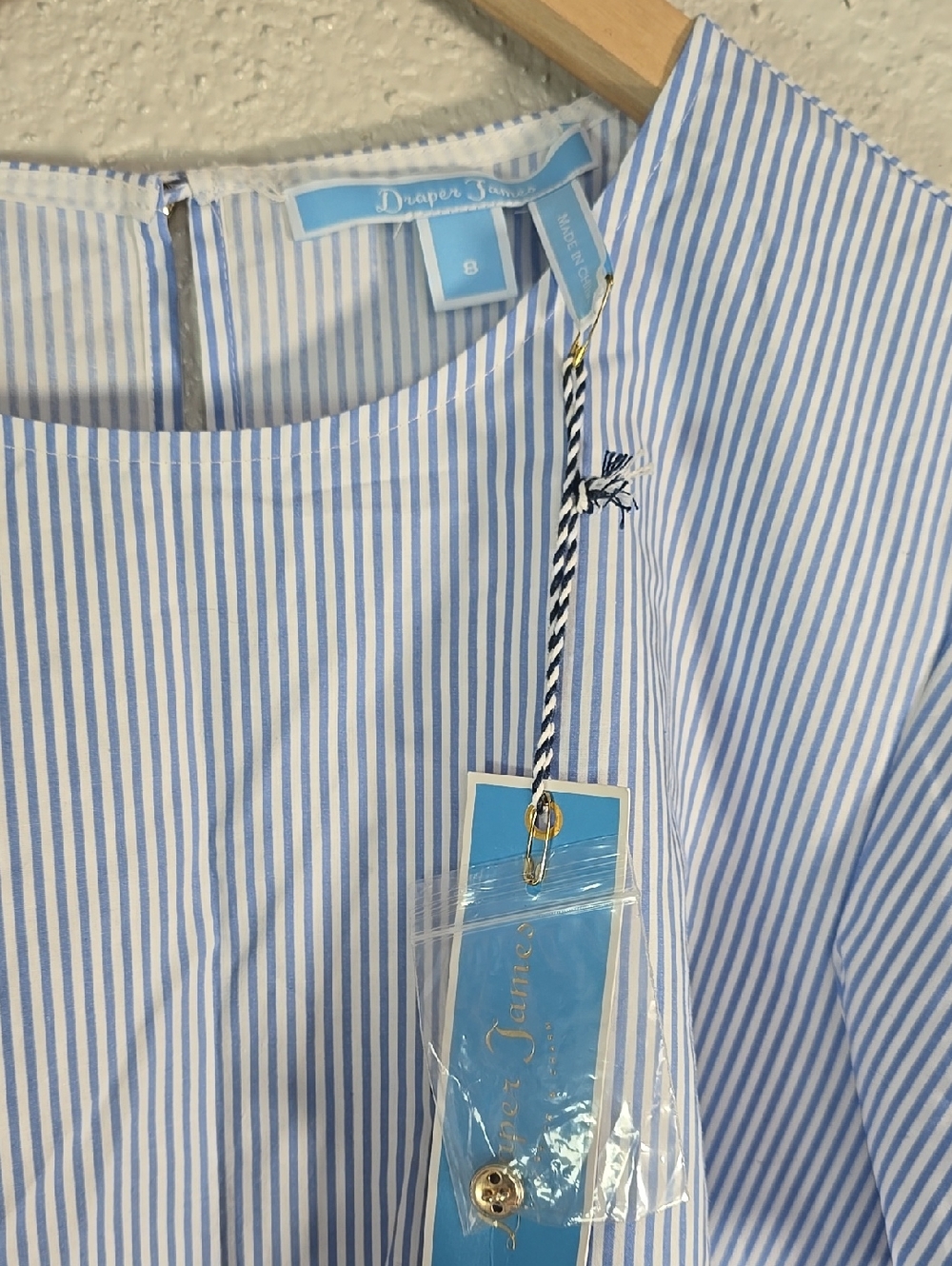 Draper James Classic Blue Pinstripe Short Sleeve Top - Picture 6 of 9